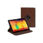 Samsung Galaxy Note 10.1 2014 Edition Cover Case (P600 / P601 / P605) - Brown Leather Case with 360 ° swivel action rotation for portrait and landscape orientation with Free Screen Protector and Stylus Pen for Stuff4® (Accessory )
