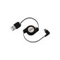 mumbi Retractable Cable USB 2.0 Type A to Micro-B 90 degree angle connector (option)
