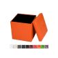 Cube stool with upholstered seat - Orange - Safe foldable storage ottoman - 42 x 42 x 42 cm (W x H) - synthetic leather - VARIOUS COLORS