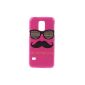 [A4E] mobile Cover for Samsung Galaxy S5 Mini (G800), hard shell, cover, envelope, with a beard / mustache / Moustache pattern (pink, black) (Electronics)