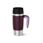 EMSA 514 097 Insulated Travel Mug Handle, blackberry, 0.36 liters (4 hrs. Hot, 8 hrs. Cold, Dishwasher, 360 drinking spout, 100% leak-proof) (household goods)