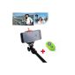 VicTsing extendable telescopic self portrait shooting Pole Adjustable Hand Pole Arm monopod holder with tripod mount adapter + Green Bluetooth Remote Camera Wireless Shutter Release for iPhone 5 5S 5C 4S 4 Samsung Galaxy S3 S4 S5 Note 3 Note 2 HTC One LG Sony Mobile phone and Digital Camera & Camcorder (Electronics)