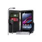 Yousave Accessories Pack PU Leather Wallet Case + Black Stylus + Car Charger for Sony Xperia Z1 (Accessory)