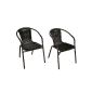 Set of 2 Bistro chair steel frame poly rattan garden chair Stacking chair balcony chair (garden products)