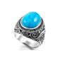 MunkiMix Stainless Steel Ring Ring Silver Turquoise Blue Biker Biker Retro Man Size 70 (Jewelry)