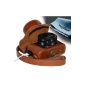 MegaGear leather camera bag for compact camera Canon PowerShot G1X Mark II (Light Brown) (Electronics)