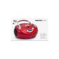 RADIO PLAYER PORTABLE CD MP3 USB RED METAL (Electronics)
