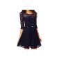 Often® Sexy spoon collar 3/4 sleeve lace short dress with belt include 4 colors 3 size (Textiles)