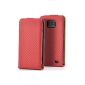 Saxonia.  Flip Case for Samsung Galaxy S2 Carbon GT-i9100 Carbon Rot (Electronics)