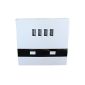 Chafon universal multifunction USB wall panel with 4 ports Jack Plate Panel Charger for all USB devices Charge-Built in bright LED lights and power switch (White) (Others)