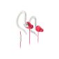 Yurbuds by JBL Focus 300 behind-the-ear sports headphones for ladies sweat resistant in-ear with a flexible earhook, Universal In-Line Microphone and 1-button remote control - Pink / White (Electronics)