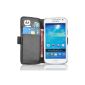 JAMMYLIZARD | Case Deluxe Edition Leather Samsung Galaxy S4 Mini, protects screen included (BLACK) (Wireless Phone Accessory)