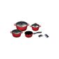 King T7424R cast aluminum cookware set 4/7 pieces, coated fusion, red (household goods)