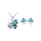 VIKI artificial -Crystal LYNN - jewelery set 3 pieces - pendant and earrings clover earrings crystal leaves four - channel 47 cm (Jewelry)