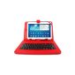Red imitation leather case + integrated QWERTY keyboard (French) and port maintenance for tablets Samsung Galaxy Tab 3 P5200 / P5210 / P5220, Score Edition 2014 (SM-P600) and Tab Pro 10.1 