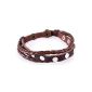 Dondon Braided leather strap brown with studs in black velvet (jewelry)