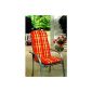Garden chair cushion for high-back runs very soft striped (red)