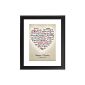 Heart of words - your personal image with [one name] and [DATE] - Prints in black real wood frame with white mat - frame size 23 x 30 cm