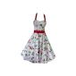 Pretty Kitty Fashion 50s Cherry Red White Halter Dress (Textiles)