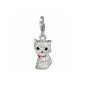 SilberDream sparkling jewelry - Charm White Cat - Women - Silver 925/1000 - Czech Preciosa crystals - flicker Charms - GSC506W (Jewelry)