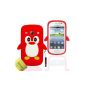 Penguin Silicone Case Cover Case For Samsung Galaxy Fame S6810 + Stylus + Screen Protector AOA Cases® (Red) (Electronics)