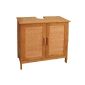 Bamboo sink base cabinet, bathroom cabinet, two doors, 62x60x30cm