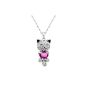 NINABOX® Crystal SWAROVSKI ELEMENTS Serie Miss Kitty 'LUCKY CAT' Chat Ruby necklace female cat Little girl smiling pink plate white gold Fashion Jewelry exclusive soiree birthday gift - To ensure quality, it has the function of anti-allergen and environmental respect.  the thickness of the plating has reached at the top level in the jewelry field.  Ninabox that produces masterpieces.  (Jewelry)