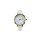 Quartz Wrist Watch Women Vintage Style With Excellent Quality PU Band White Case and Dial Golden Globe by VAGA © (Watch)