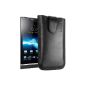 mumbi Genuine Leather Case Sony Xperia S Case (tab with retreat function) black (accessories)
