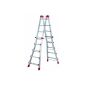 Hailo aluminum Multifunctional telescopic ladder MTL, 4x5 rungs - Usable as creation and extension ladder, double-sided and standing stepladder, 7520-151 (tool)