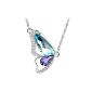 Le Premium® breaking Cocoon Butterfly Necklace MADE WITH SWAROVSKI® ELEMENTS aquamarine blue + purple tanzanite crystals (jewelry)