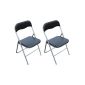 Set: 2x folding chairs with metal frame and leatherette cover, silver-black