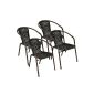 Set of 4 Bistro chair stacking chair balcony chair Garden chair Rattan terrace dark brown