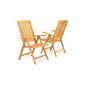 DIVERO chair Teak Wood Set of 2 high-back 5-way adjustable folding chairs