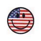 American Flag USA Flag Smiley Patch '' 7.5 x 7.5 cm '' - Crest embroidered Patches Printed Patches Iron-On Embroidery Patch Flags Clothing (Kitchen)