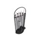 Steel Fireplace set - 23 x 14 x 66 cm - 4 parts: brush, tongs, shovel and brand - Iron / sleeves of stainless steel (Various)