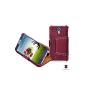 Manna Samsung Galaxy S4 Cases | Leather Folio wax gloss finish burgundy, | openable | with window | Auto Sleep function (optional)