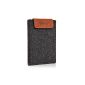 Almwild iPad Mini Case.  Smart Cover suitable!  In slate gray with genuine leather closure - Nappaweiche leather strap in bright Cognac.  Case Bag Protective Case for Apple iPad Mini / Mini 2 / 3rd Mini (Electronics)