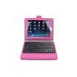 Colorful Trofou® ZL-1552 IPAD2,3,4 Case Cover Leather Case Protection with QWERTY keyboard Tab Folio for PC & Removable Bluetooth Keyboard 3.0 With Integrated Wireless Function Sleep Mode (Pink)