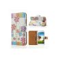delightable24 Leather Case Folding Cover Case for Samsung Galaxy S4 BookStyle Smartphone - Fresh Flowers Edition (Electronics)