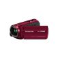 Panasonic HC-V250EG-R Camcorder (50x opt. Zoom, 6.7 cm (2.6 inch) LCD, Full HD, WiFi, SD / SDHC / SDXC card slot) Red (Electronics)