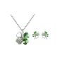 Swarovski Elements - jewelery set 3 rooms - clover pendant and earrings crystal four leaves - 47 cm chain - CN9034ZLV (Jewelry)
