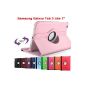 King Cameleon LIGHT PINK Samsung Galaxy Tab 3 Lite 7-inch T110 / T111 / T115 / T1100 / T1110 with 1 Pen Pouch Bag Multi Angle Offert- ROTARY 360 - Many colors available - Shell Case PU LEATHER, 360 ° rotation (Supplies Office)