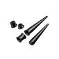 Taffstyle® 2 in 1 Set extension rod Expander Flesh Tunnel Piercing in various size 12mm - Black (jewelry)