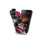 Case Sony Xperia Z Black PU Leather Case Cover valve with pink flowers (Electronics)
