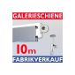 Gallery rail 10m, complete with accessories in white
