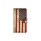 tinxi® PU Leather Case for Nokia Lumia 530 protective cover shell case cover Nokia 530 with support function and flag motif slot USA (Electronics)