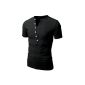 Doublju Men Casual T-shirt Short Sleeve Henley Shirt (D15S) (Textiles)
