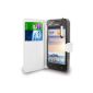 Huawei Ascend Y330 - Leather Wallet Flip Case Cover + Screen Protector + Mini Stylus Touch Pen & Cloth (White) (Electronics)