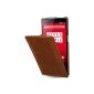 StilGut® UltraSlim Case leather bag for OnePlus One, cognac (Wireless Phone Accessory)